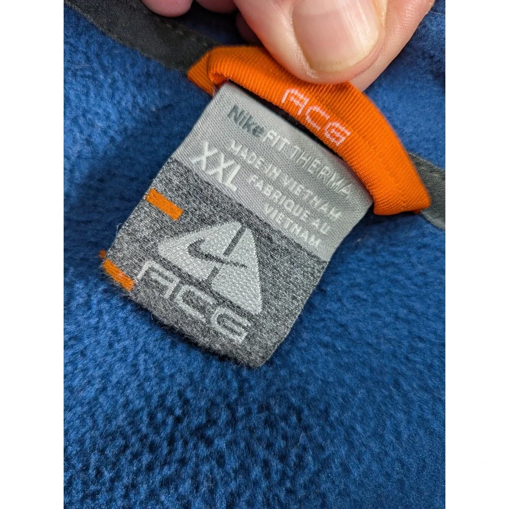 Nike ACG Fit Therma Fleece Jacket Mens XXL Blue Grey Full Zip Colorblock Hiking